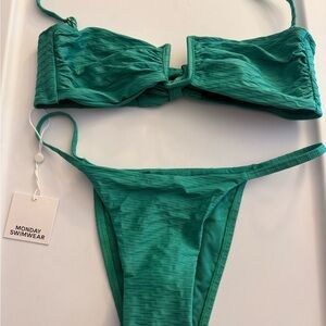 Monday Swimwear Jade Green Bandeau Bikini Set